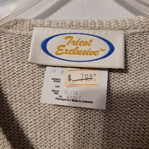 Vintage Made in Canada Knit Sweater Oatmeal Size XL - Picture 6 of 6